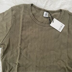 LESET Olive Green Pointelle Shirt
